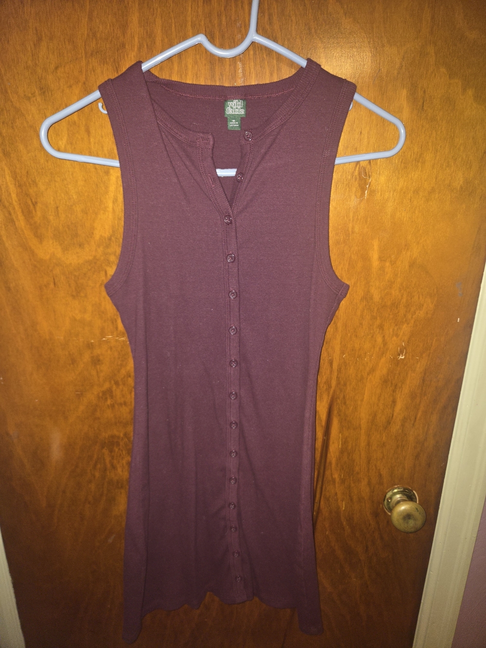 wild fable Burgundy Ribbed Button-Front Tank